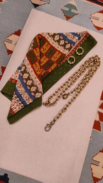 kit boho romance lenço com brinco e cinto artesanal