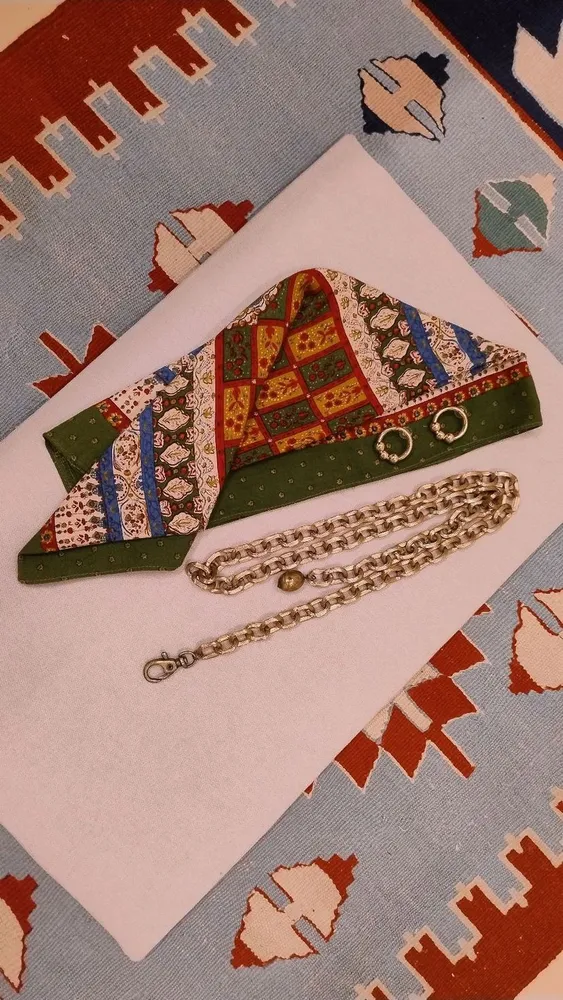 kit boho romance lenço com brinco e cinto artesanal