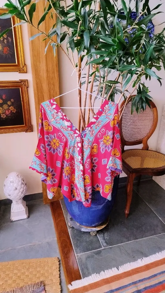 Blusa Fluida Rosa Estampada