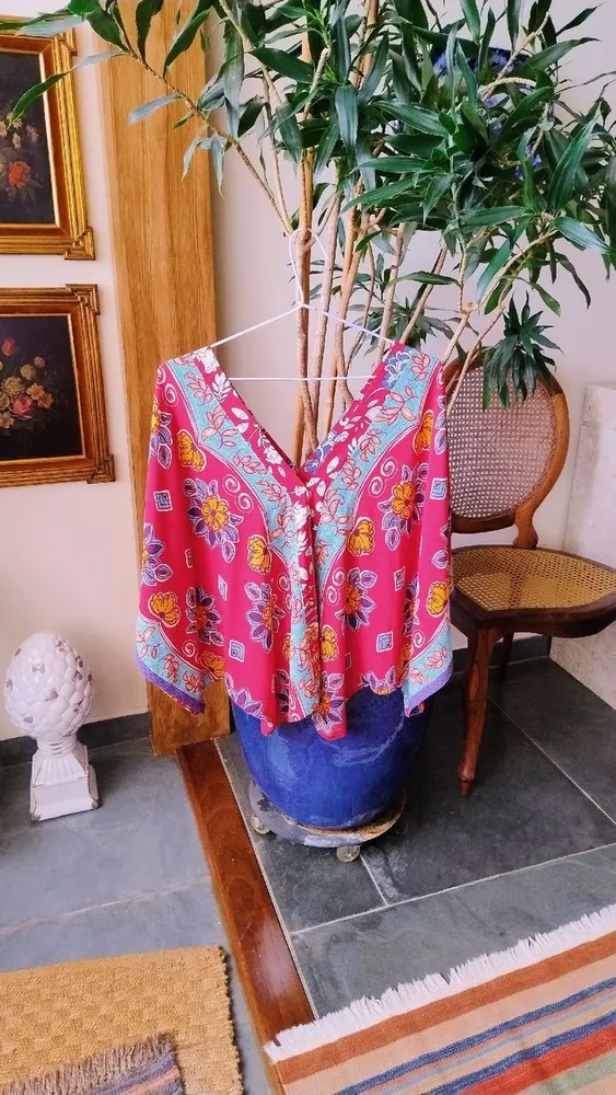 Blusa Fluida Rosa Estampada