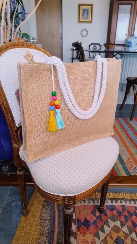 Bolsa de Ráfia Lelive com Alça de Corda