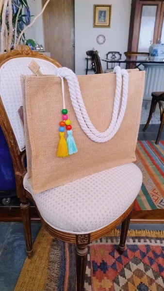 Bolsa de Ráfia Lelive com Alça de Corda