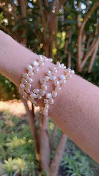 Conjunto  Trio de Pulseiras de Pérolas
