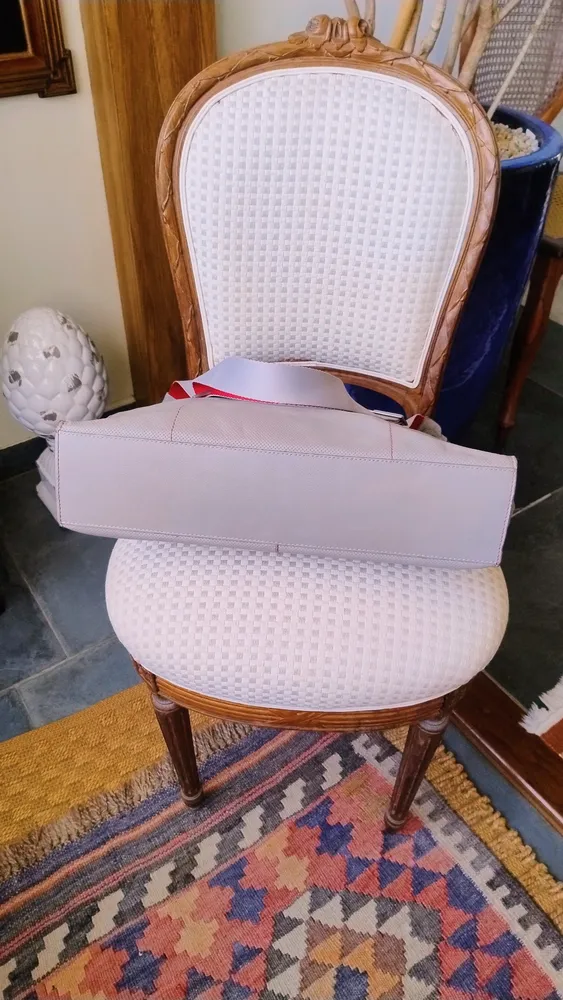 Bolsa Uncle K em Couro Legítimo Cinza com Coral