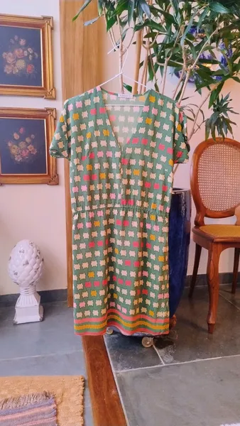 Vestido Verde de Seda Estampado da A.Brand