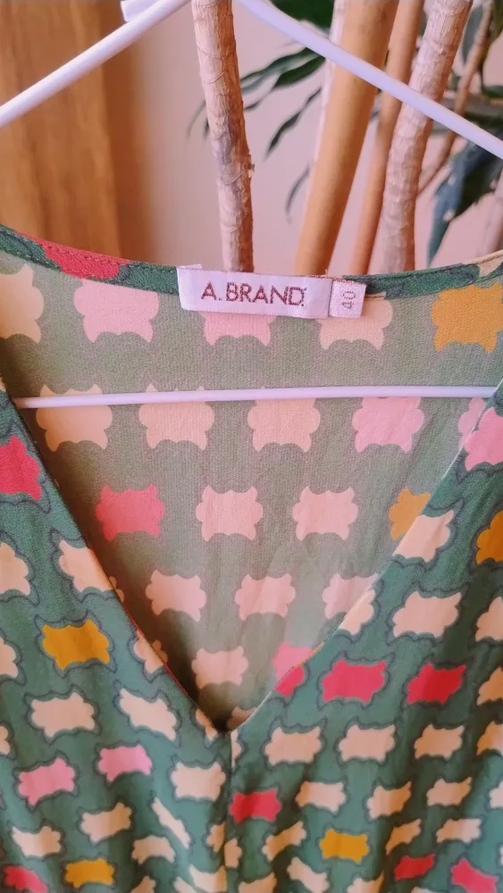Vestido Verde de Seda Estampado da A.Brand