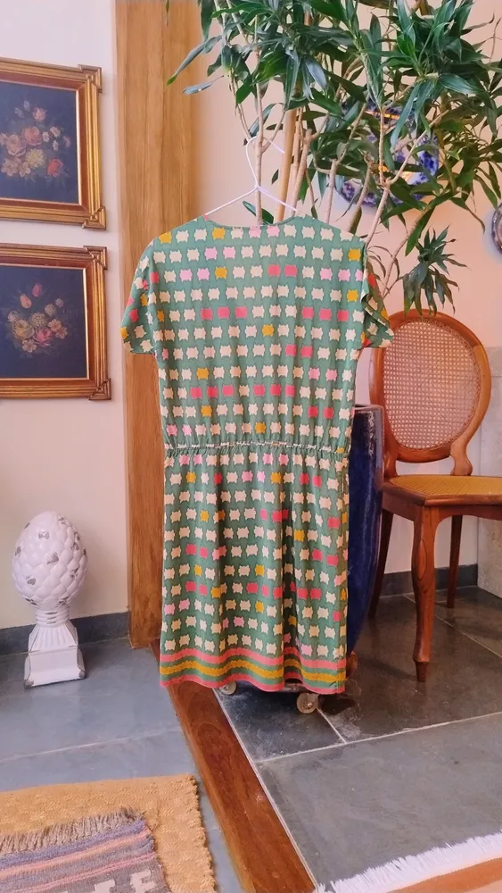 Vestido Verde de Seda Estampado da A.Brand