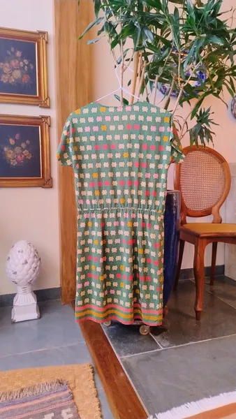 Vestido Verde de Seda Estampado da A.Brand