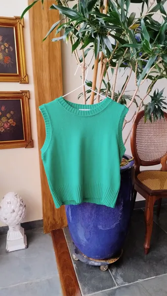 Colete de Tricot Fili Dell Arte Verde Bandeira