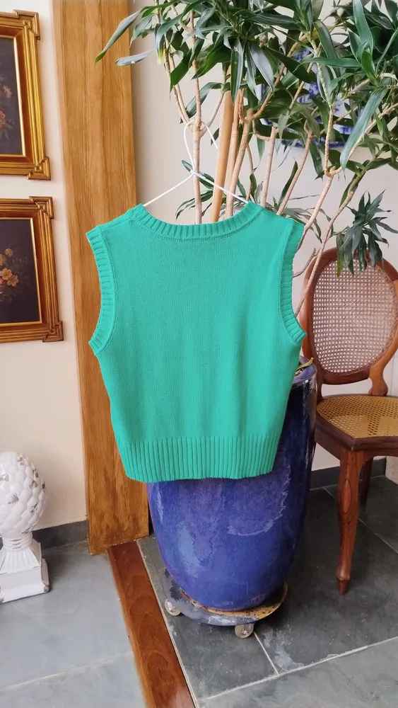 Colete de Tricot Fili Dell Arte Verde Bandeira