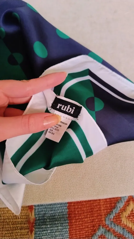 Lenço Rubi by Cotton On Poá Verde e Azul Marinho