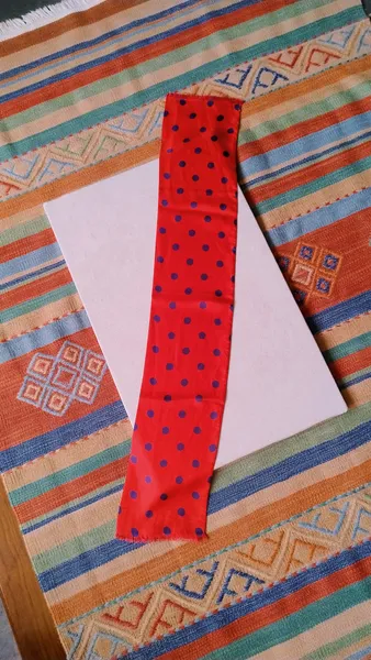 Cachecol Vermelho com Poá Azul