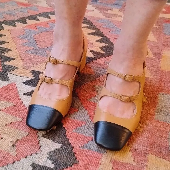 Sapato Mary Jane Slingback Bicolor Marrom e Preto da Lelive