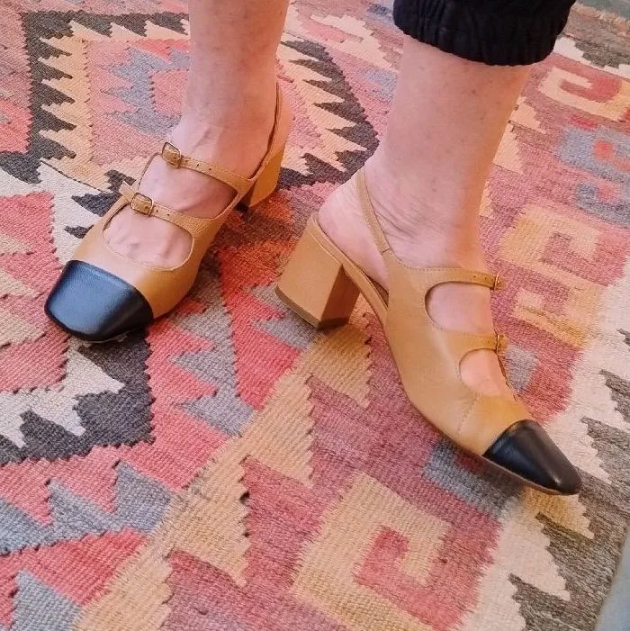 Sapato Mary Jane Slingback Bicolor Marrom e Preto da Lelive