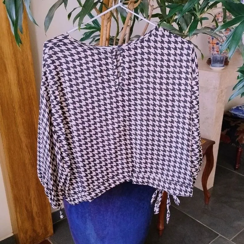 Blusa Cropped Pied de Poule