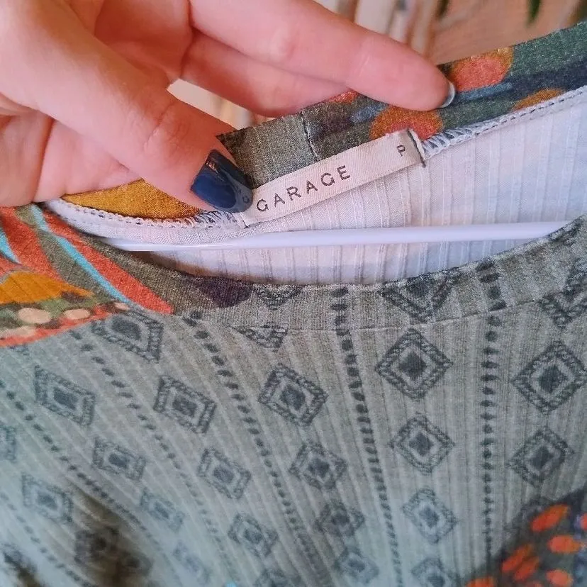 Cropped Canelado Verde Estampado Folhagens da Garage Rio