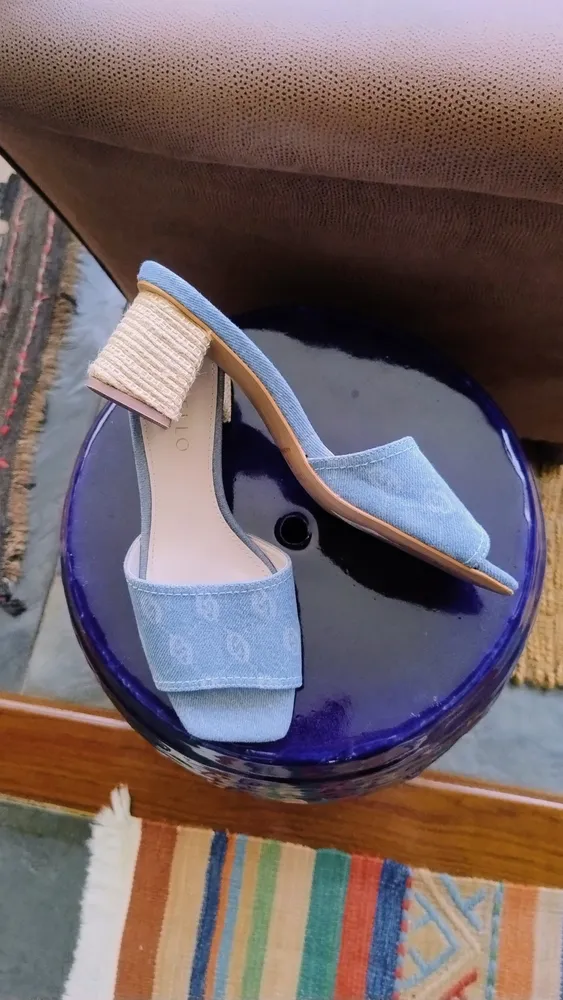 Tamanco Jeans Corello com Salto Texturizado