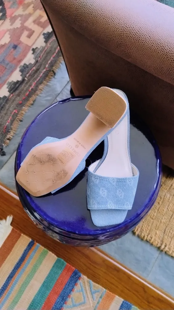 Tamanco Jeans Corello com Salto Texturizado