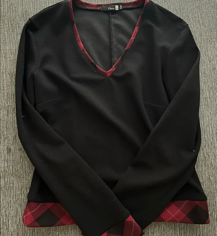 conjunto de blusa manga longa e saia xadrez anos 90