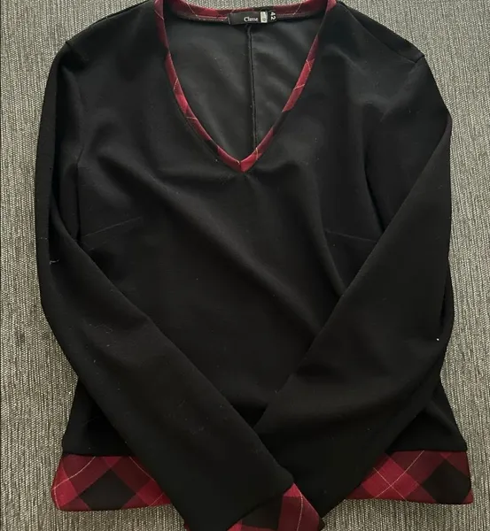 conjunto de blusa manga longa e saia xadrez anos 90