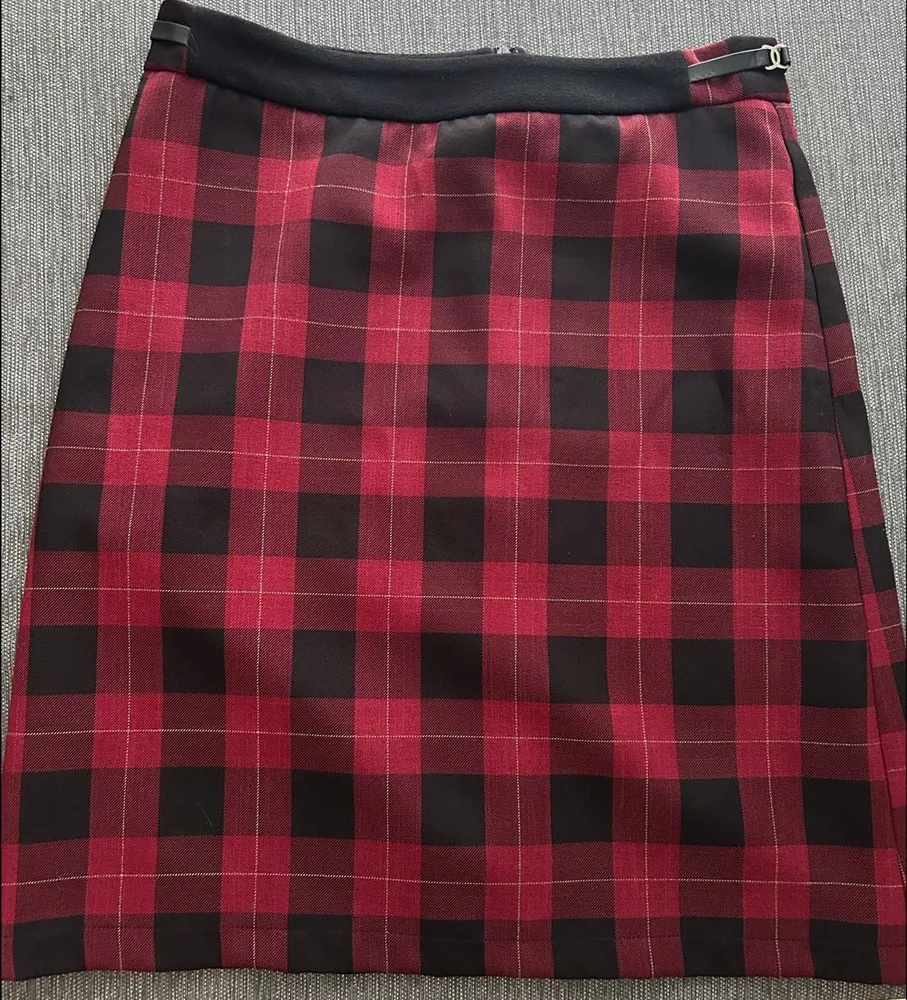 conjunto de blusa manga longa e saia xadrez anos 90