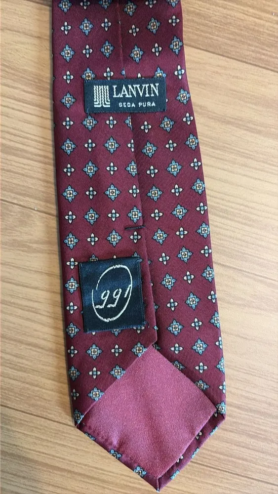 gravata lanvin seda pura vinho