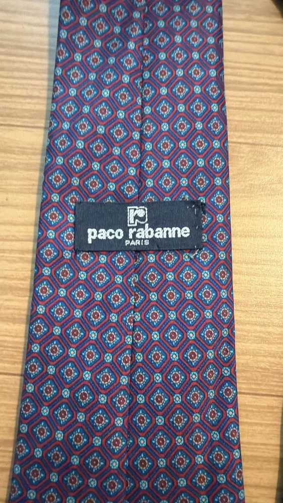 gravata paco rabanne seda estampada