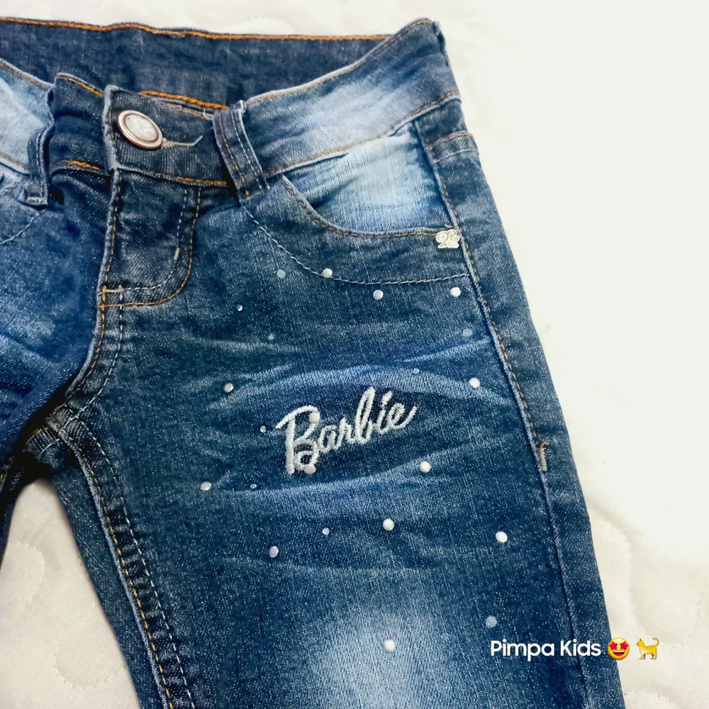 Calça jeans infantil Barbie tam 4