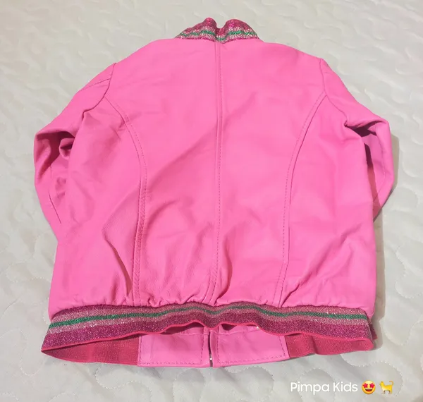 Jaqueta infantil em courino estilo Barbie tam P