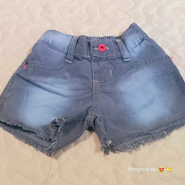 Short jeans infantil P lavagem estonada