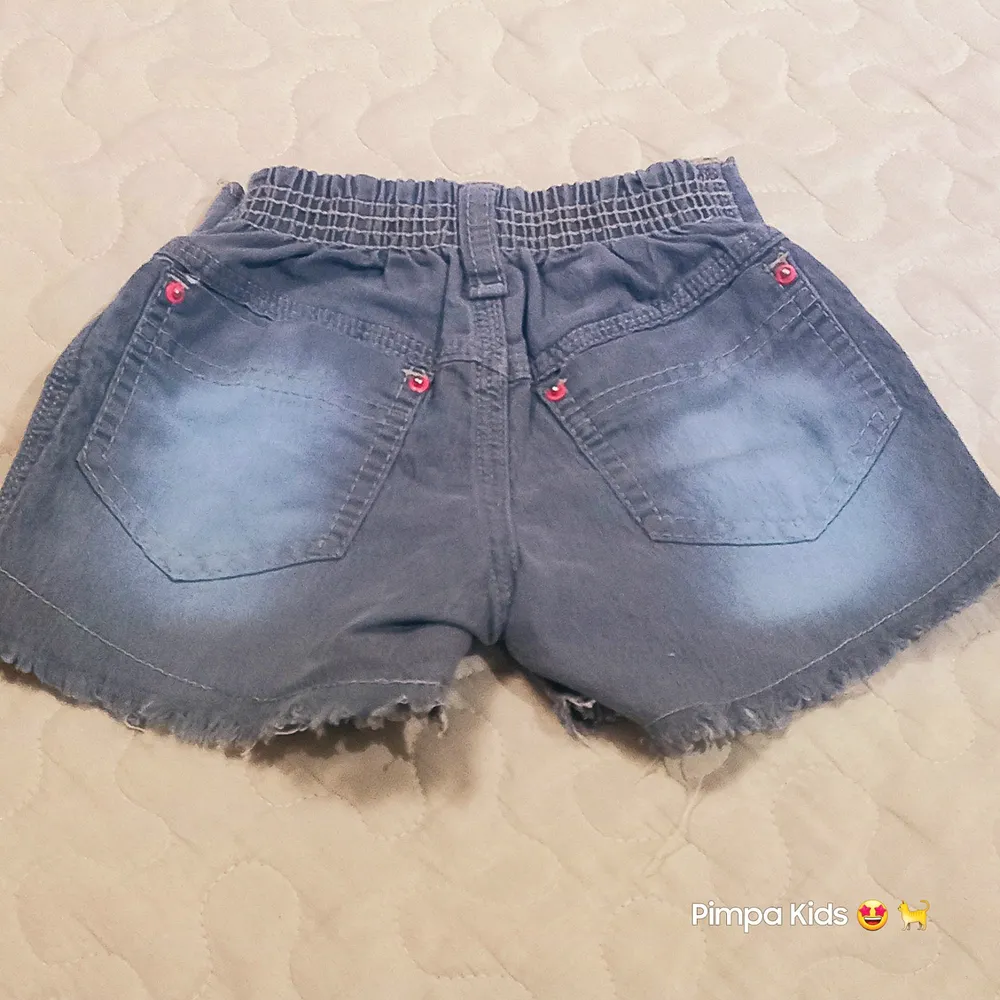 Short jeans infantil P lavagem estonada