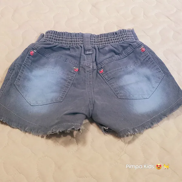 Short jeans infantil P lavagem estonada