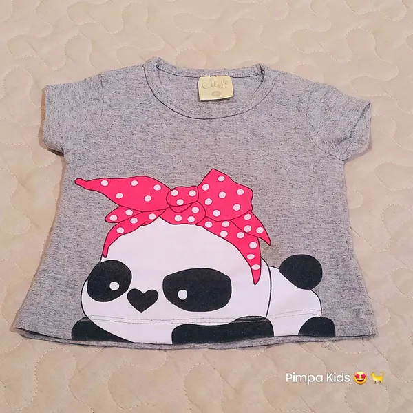 Camiseta infantil cinza mescla estampada,  tam P (bebê)
