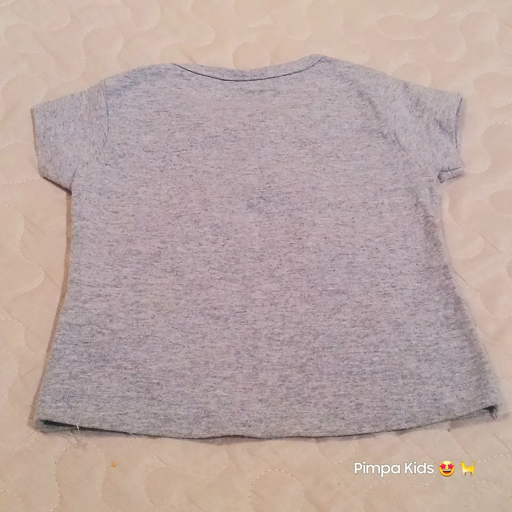 Camiseta infantil cinza mescla estampada,  tam P (bebê)