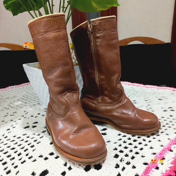 Bota Gaúcha infantil em couro marrom tam 25
