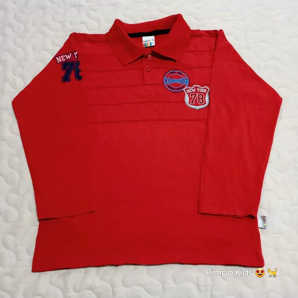 Camisa polo infantil Kaiani, tamanho 8, na cor vermelha