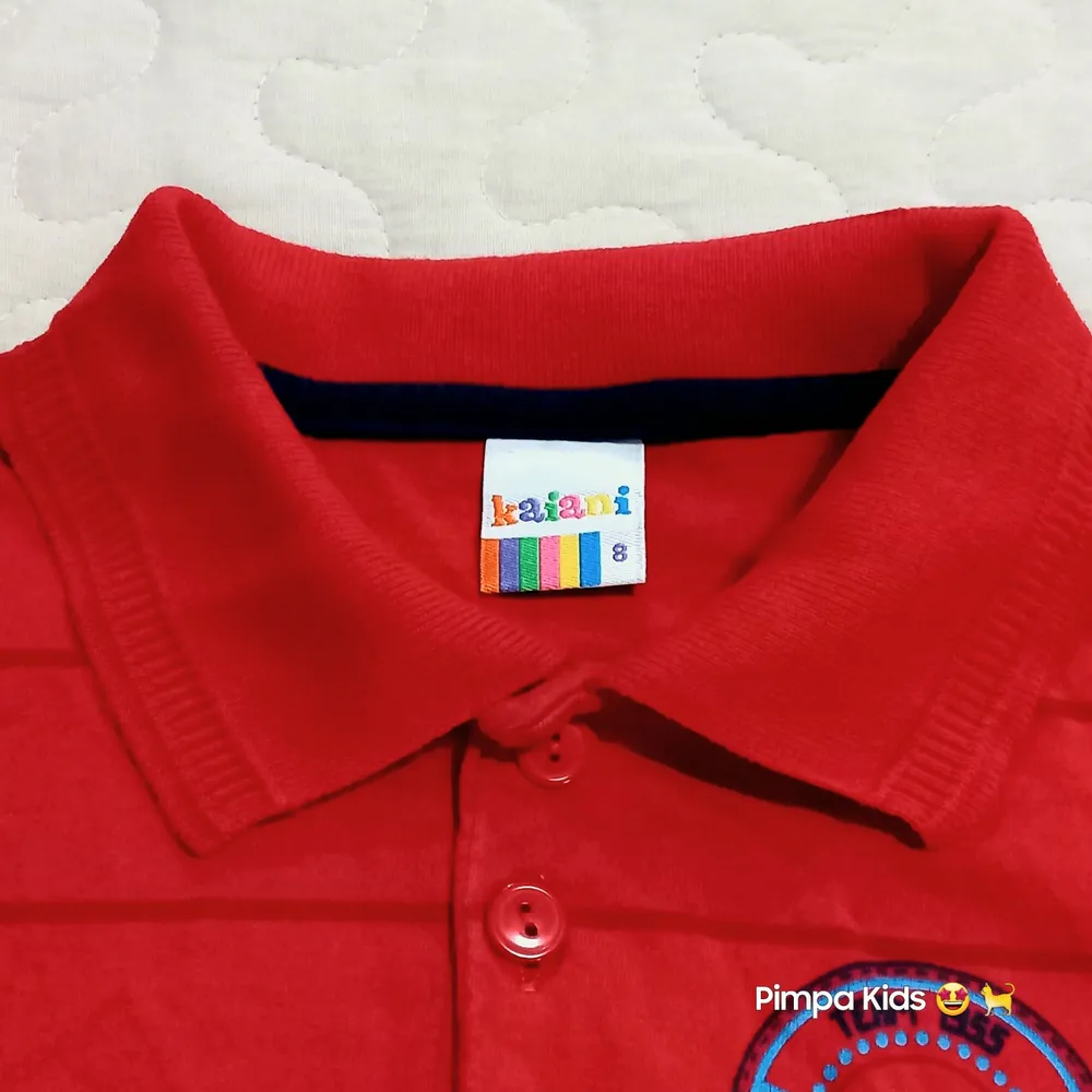 Camisa polo infantil Kaiani, tamanho 8, na cor vermelha