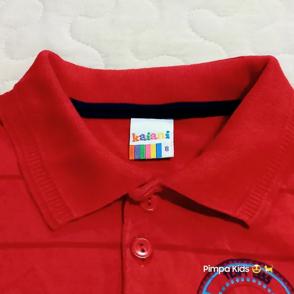 Camisa polo infantil Kaiani, tamanho 8, na cor vermelha