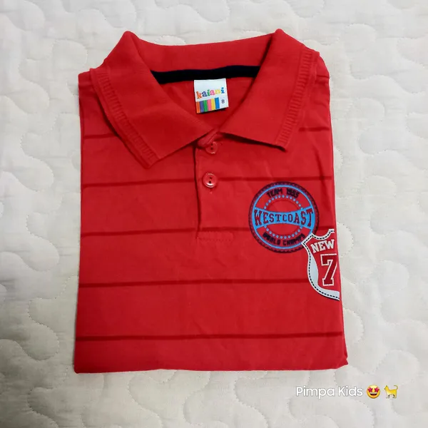 Camisa polo infantil Kaiani, tamanho 8, na cor vermelha