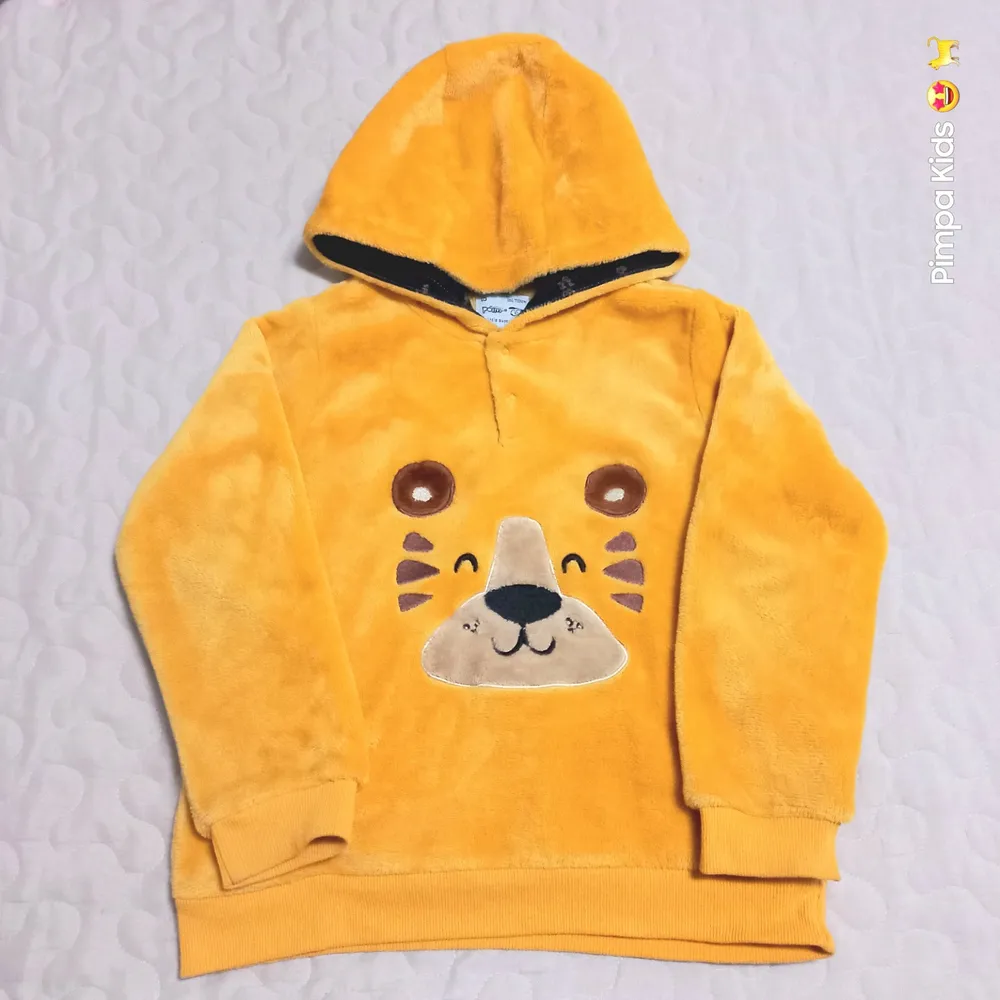 Casaco de fleece infantil com capuz, Póim tam 5