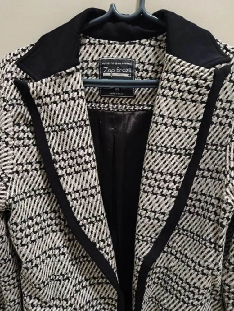 blazer pied poule lã
