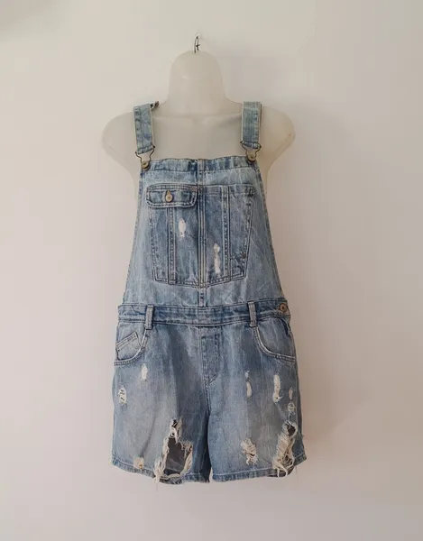 Jardineira Jeans Destroyed Feminina Zara Tamanho P