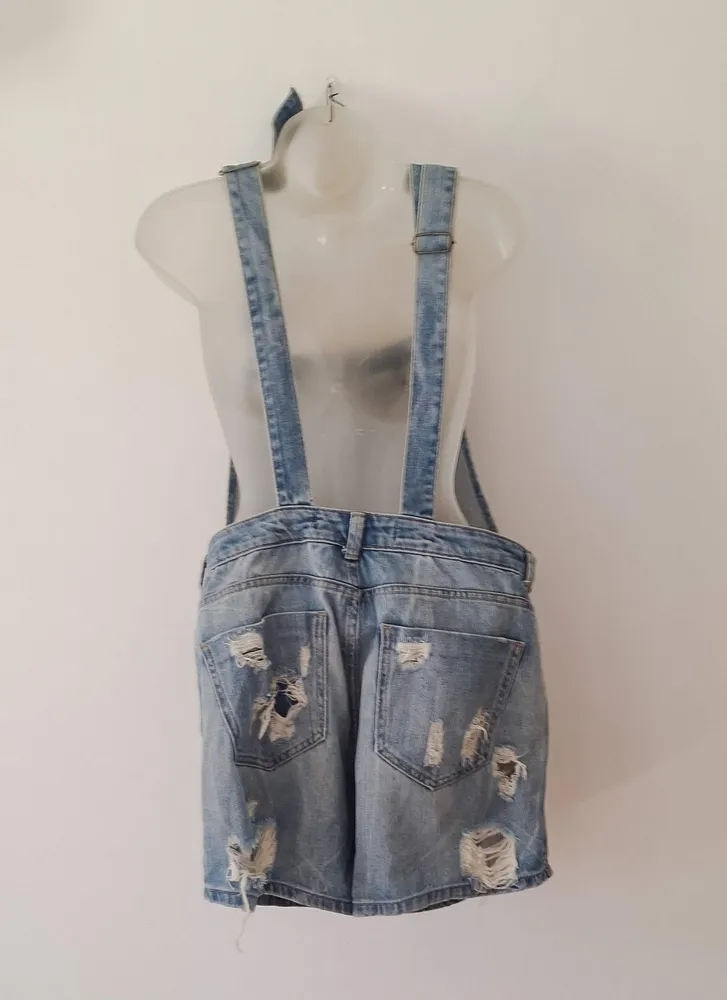 Jardineira Jeans Destroyed Feminina Zara Tamanho P