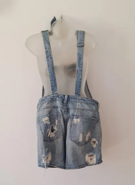 Jardineira Jeans Destroyed Feminina Zara Tamanho P