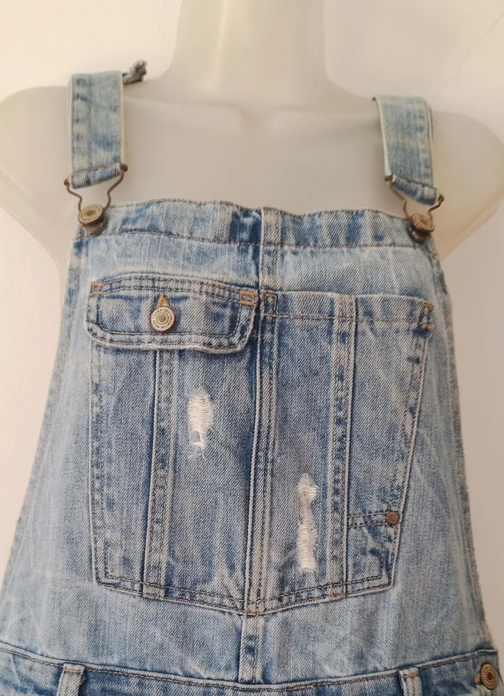 Jardineira Jeans Destroyed Feminina Zara Tamanho P