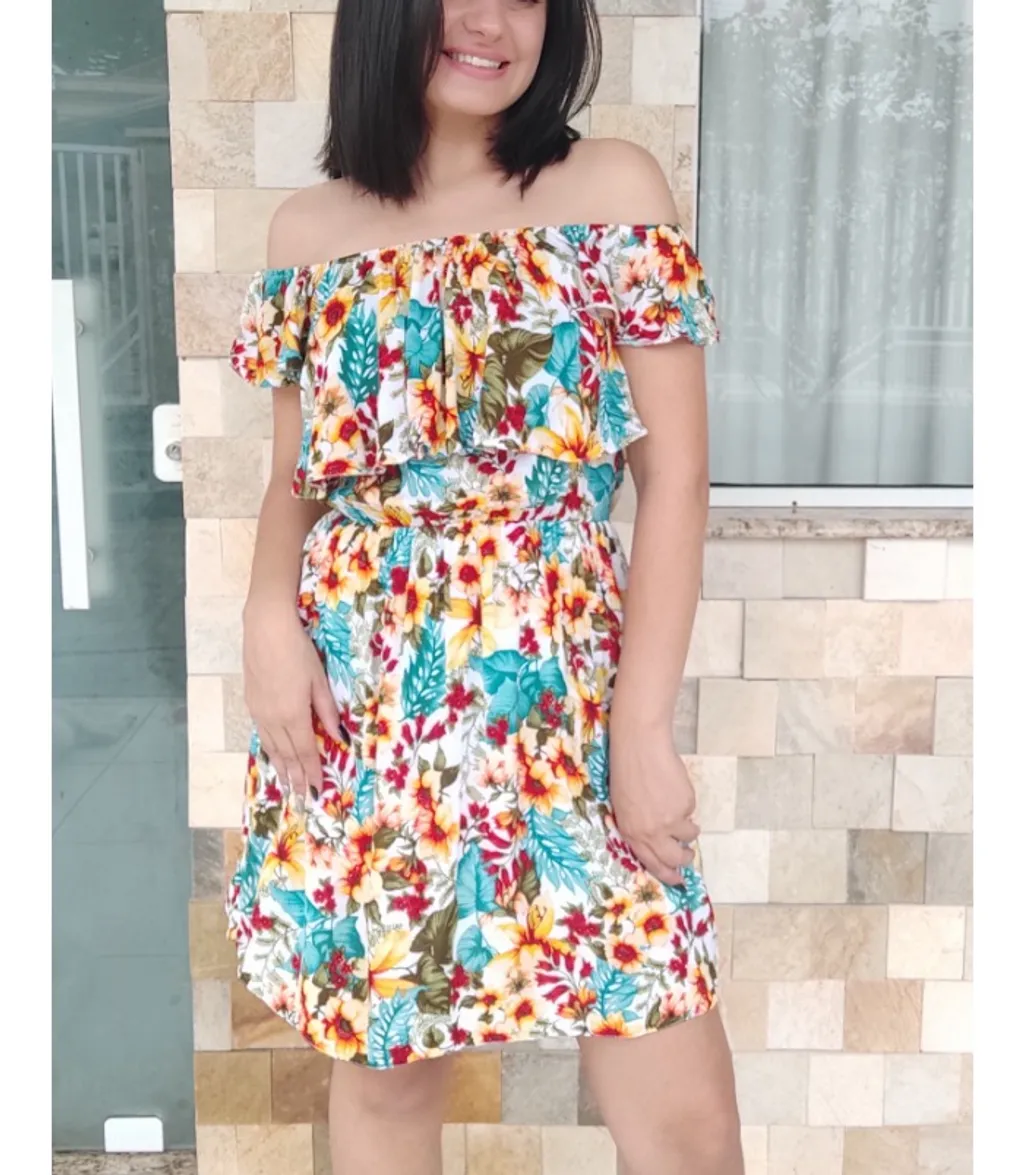 Macacão curto Laranja estampado