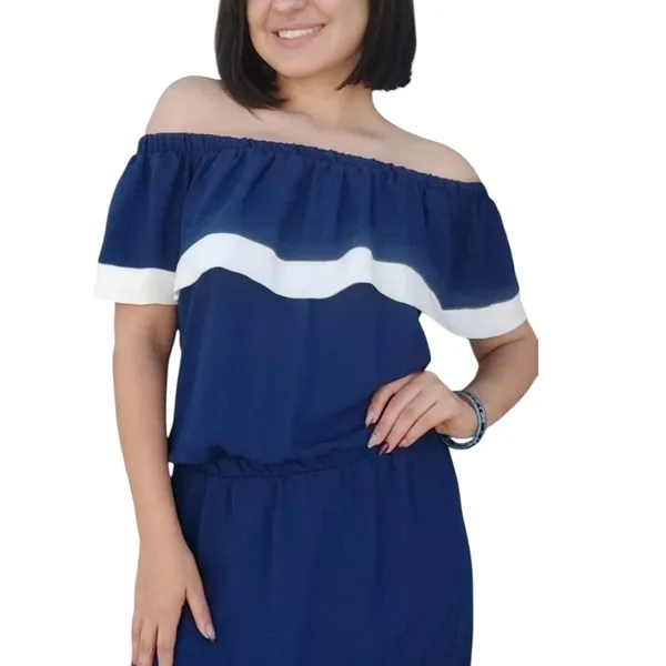 Vestido Azul ombro a ombro