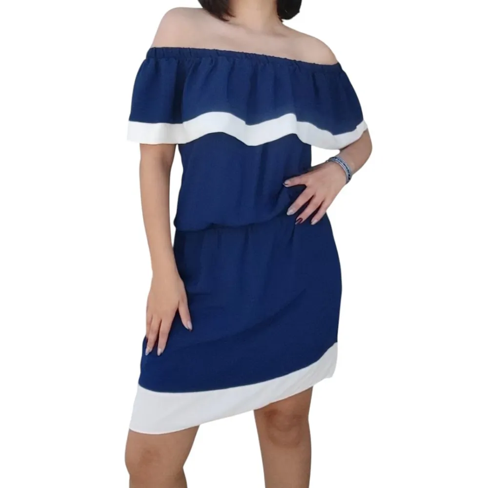 Vestido Azul ombro a ombro