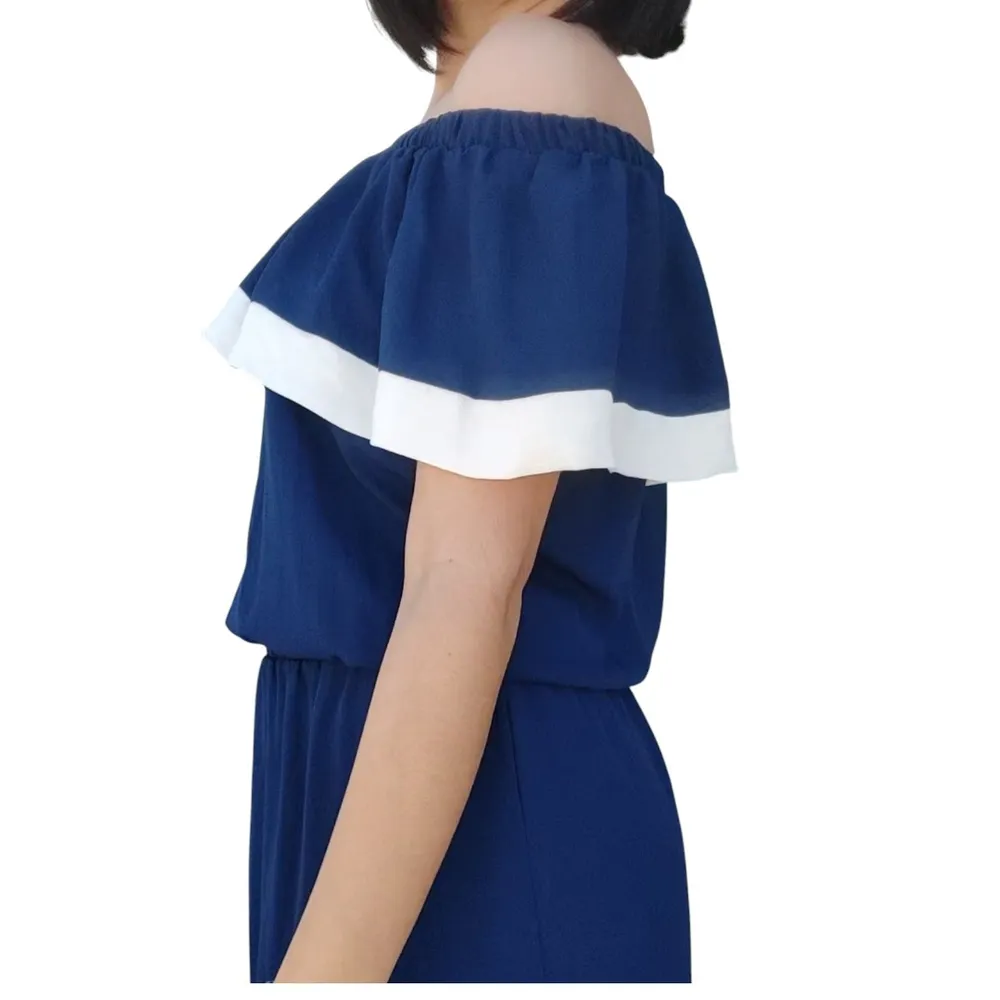 Vestido Azul ombro a ombro