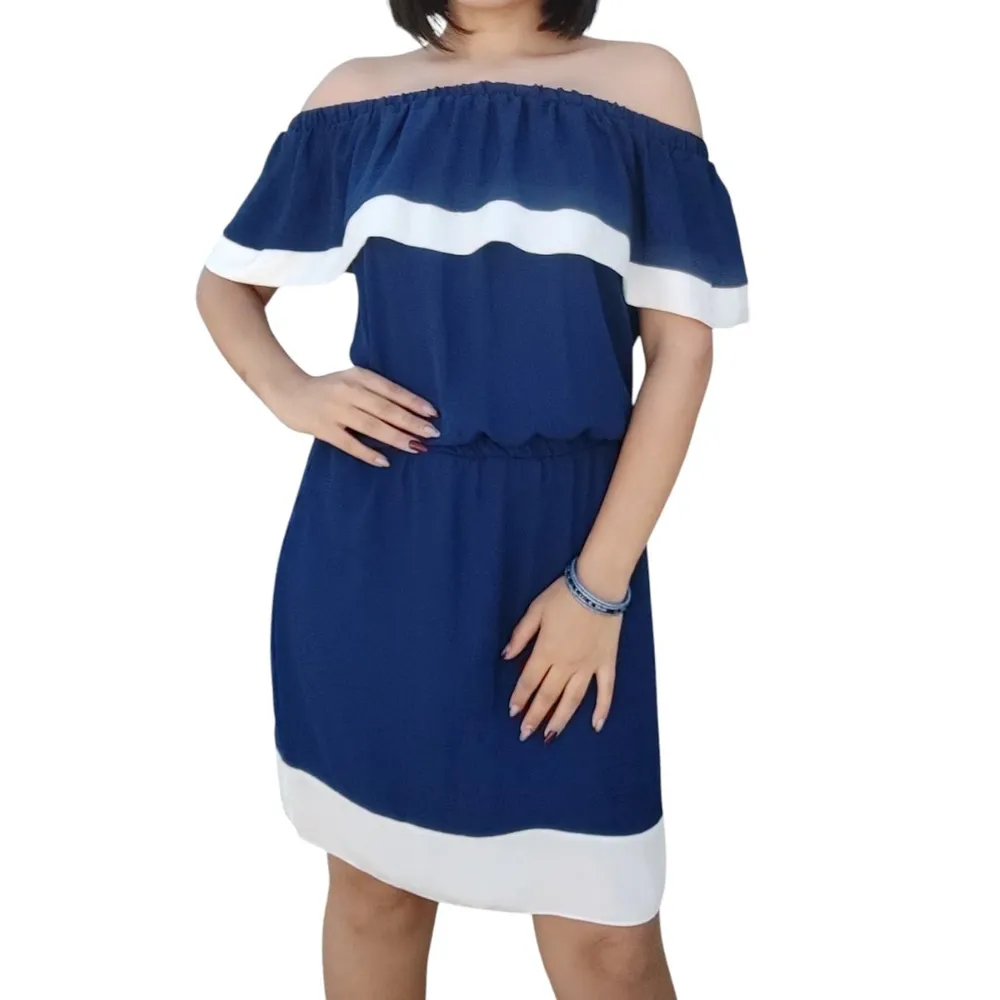 Vestido Azul ombro a ombro